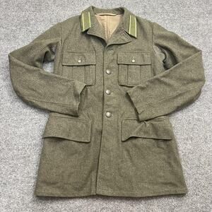 Vintage Swedish Military Wool Field Jacket Mens Large Olive Green 1941 Army WWII